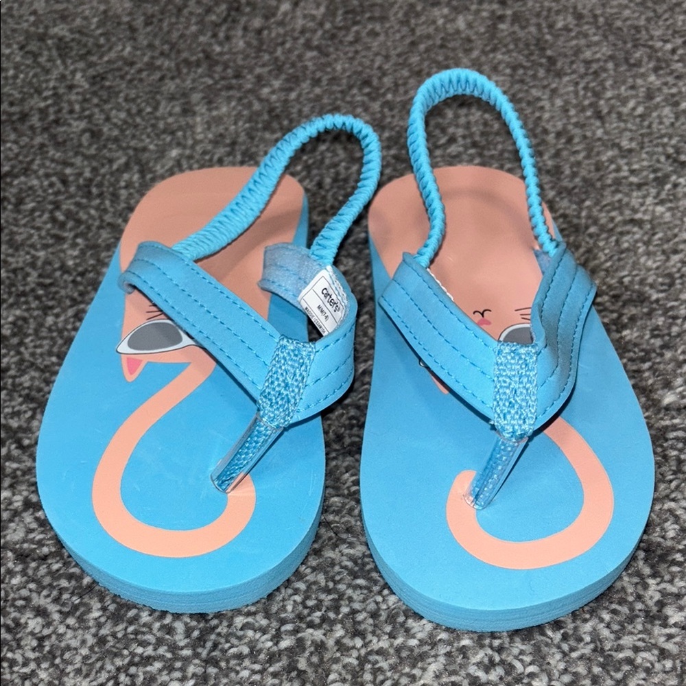 Carter's Blue and pink cat Sandals for Kids size 7 NWOT - Picture 6 of 6
